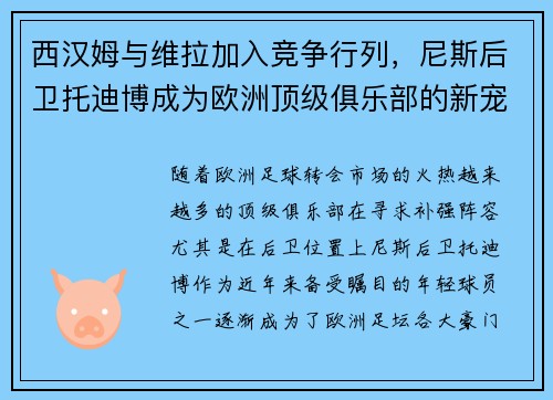 西汉姆与维拉加入竞争行列，尼斯后卫托迪博成为欧洲顶级俱乐部的新宠